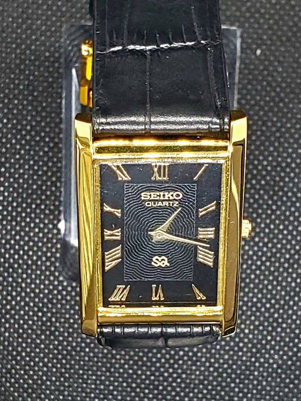 Slim Seiko GOLD Black Dial New‎ Batt & Movt Men's Tank Dress Watch🌟